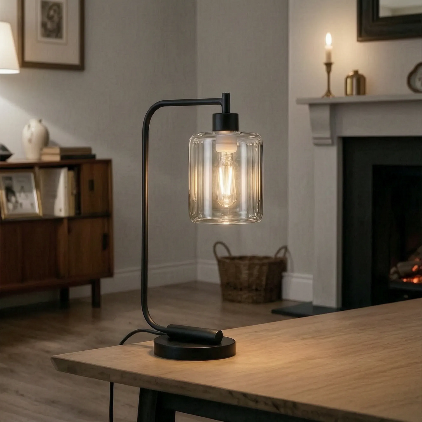 Cylindrical Glass Shade Table Lamp -  Stellox