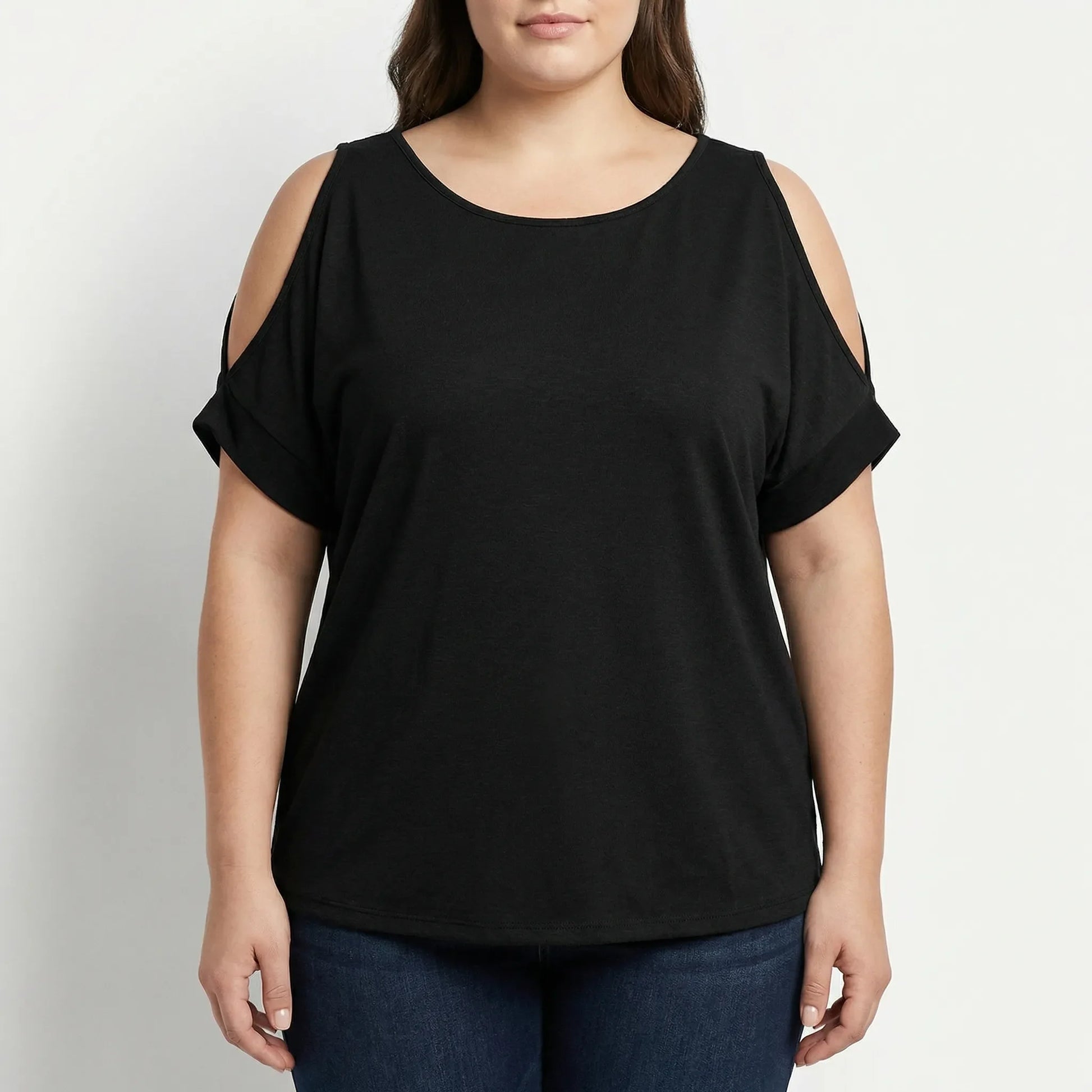 Damen T-Shirt In Großen Größen Mit Cold-Shoulder-Detail - Melissa