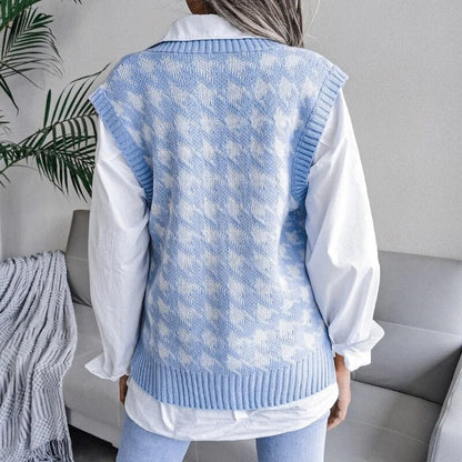 Damen Kariertes Strickwesten-Top – Yara