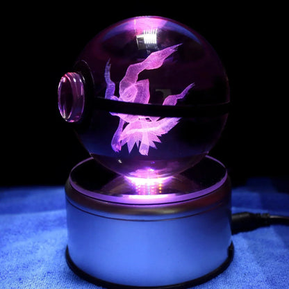 AA OUTOF STOCK Kristall-Pokékugel mit LED-Standfuß – Interaktives Sammelspielzeug
