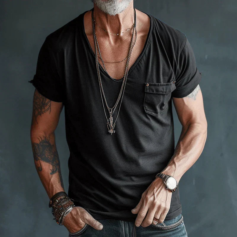 Deep V-Neck Short Sleeve Tee - Ross