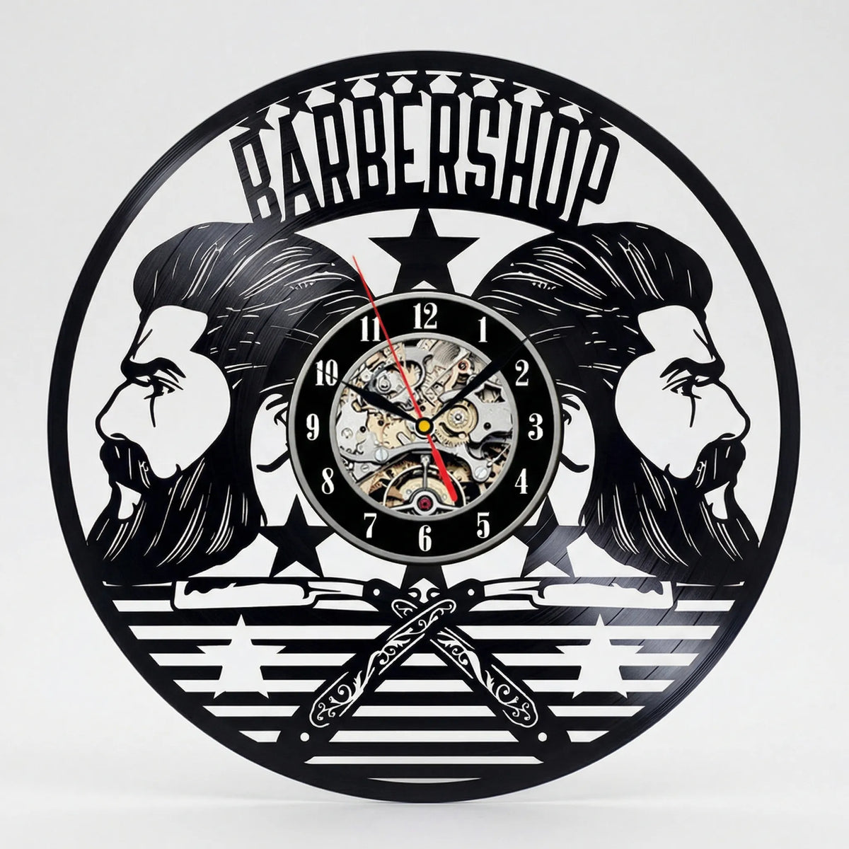 Dekorative Barbershop-Wanduhr - BarbelloTime
