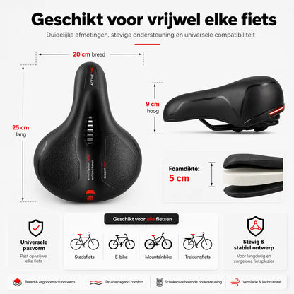 Ergonomic Comfort Bike Seat with Cutout - 2 in Thick Foam, Waterproof PU Leather 17
