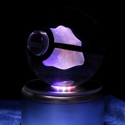 AA OUTOF STOCK Kristall-Pokékugel mit LED-Standfuß – Interaktives Sammelspielzeug