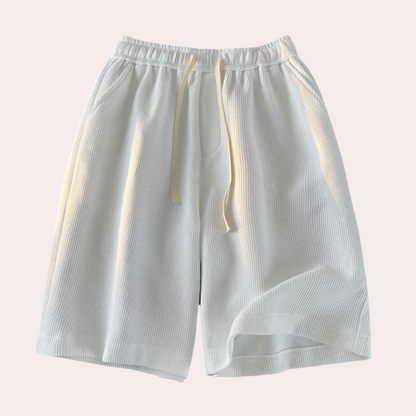 Weiße Herren-Shorts aus Baumwolle, elastischer Bund, Kordelzug, bequem, Sommermode.