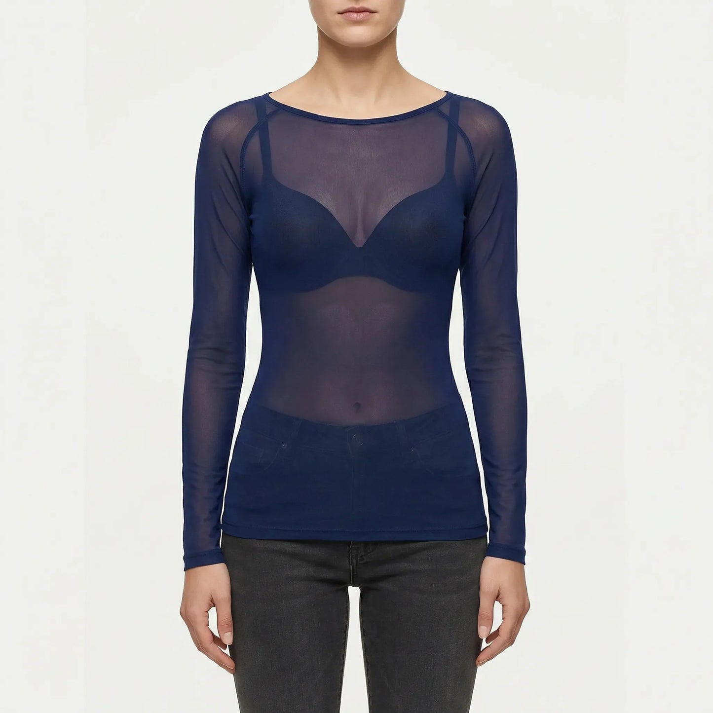 Doorzichtig Mesh Shirt Met Lange Mouwen - Jeannette