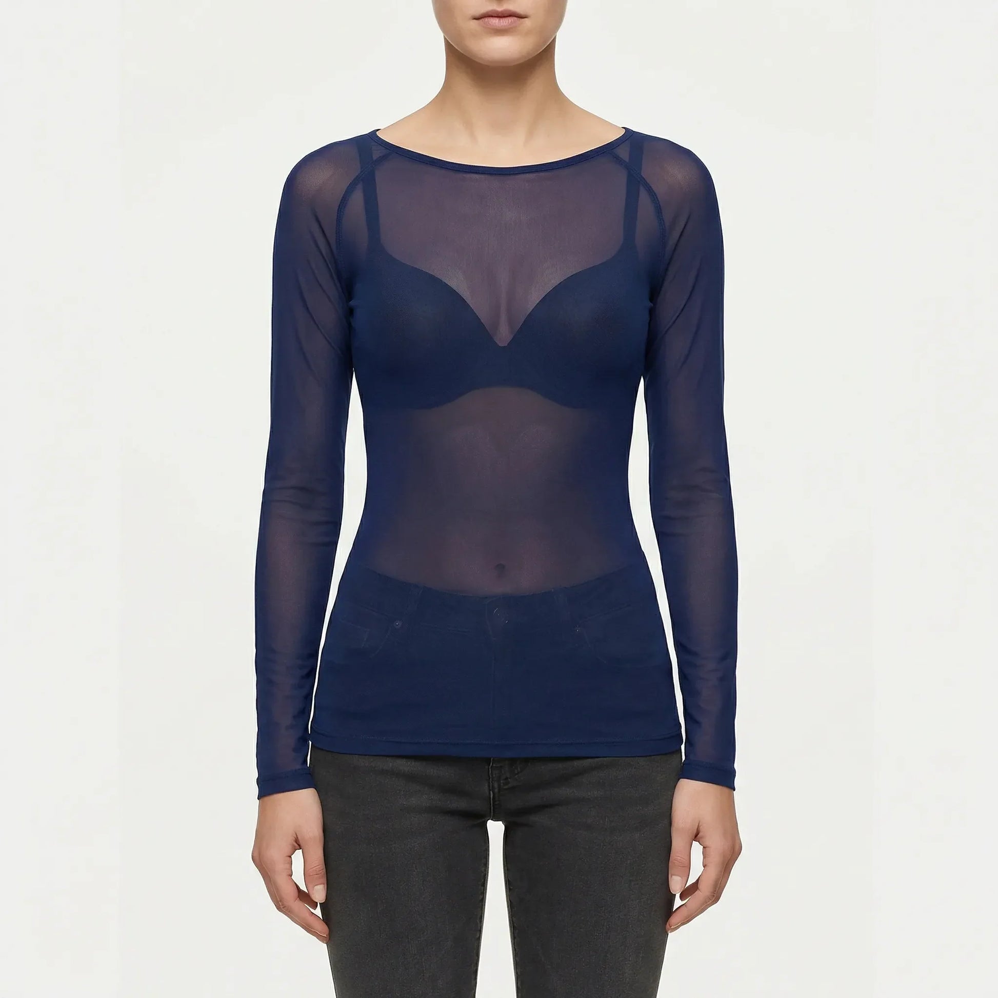 Doorzichtig Mesh Shirt Met Lange Mouwen - Jeannette