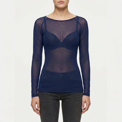 Doorzichtig Mesh Shirt Met Lange Mouwen - Jeannette