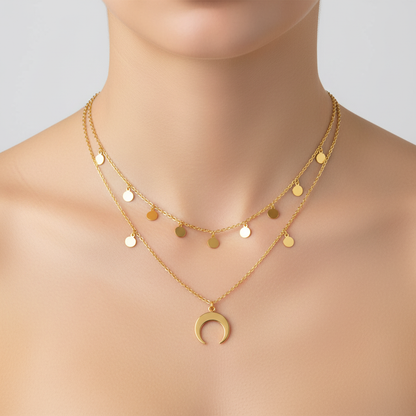 Doppelhalskette Mit Mondmotiv - CircleMagic 