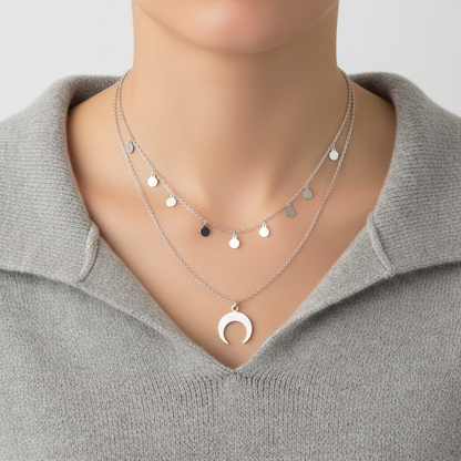 Doppelhalskette Mit Mondmotiv - CircleMagic 