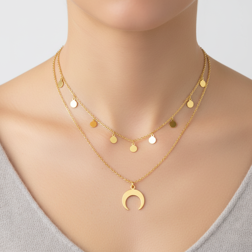 Doppelhalskette Mit Mondmotiv - CircleMagic 