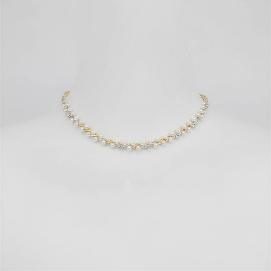 Doppelte Kristall- Und Perlenkette - CrystalPearlNecklace 