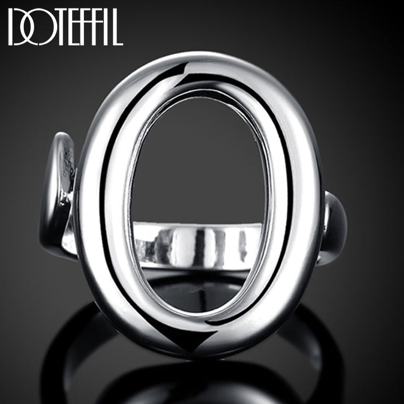 Verstellbarer 925 Sterling Silber Ring, offenes O-Design, Damen Schmuck, Hochzeit, Party.