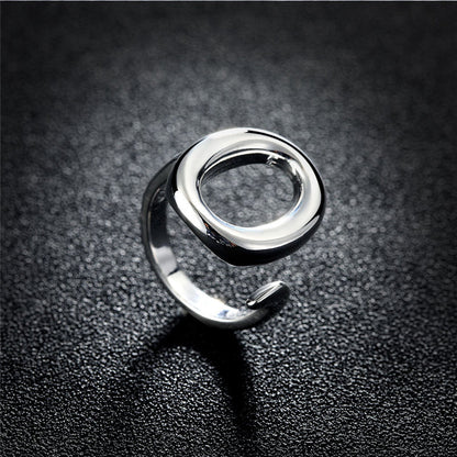Verstellbarer 925 Sterling Silber Ring, offenes Kreisdesign, Damen Schmuck, Hochzeit, Party.