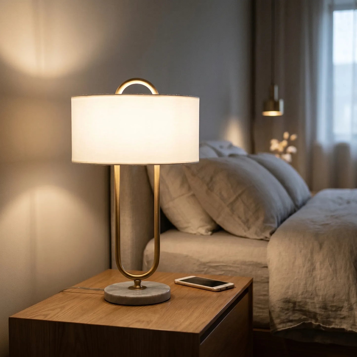 Drum Shade Bedside Table Lamp -  Clarivane