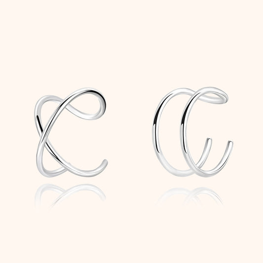 Silberne Ohrklemmen, minimalistisches Design, modische Ohrringe, Schmuck für Damen.