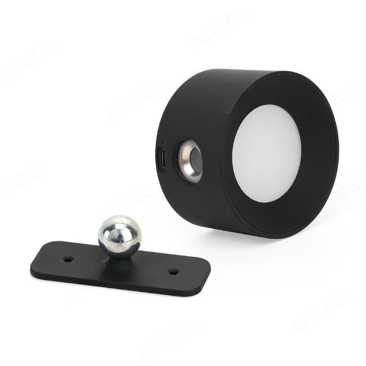 Schwarze LED-Wandleuchte mit magnetischer Halterung, modernes Design, energiesparend.