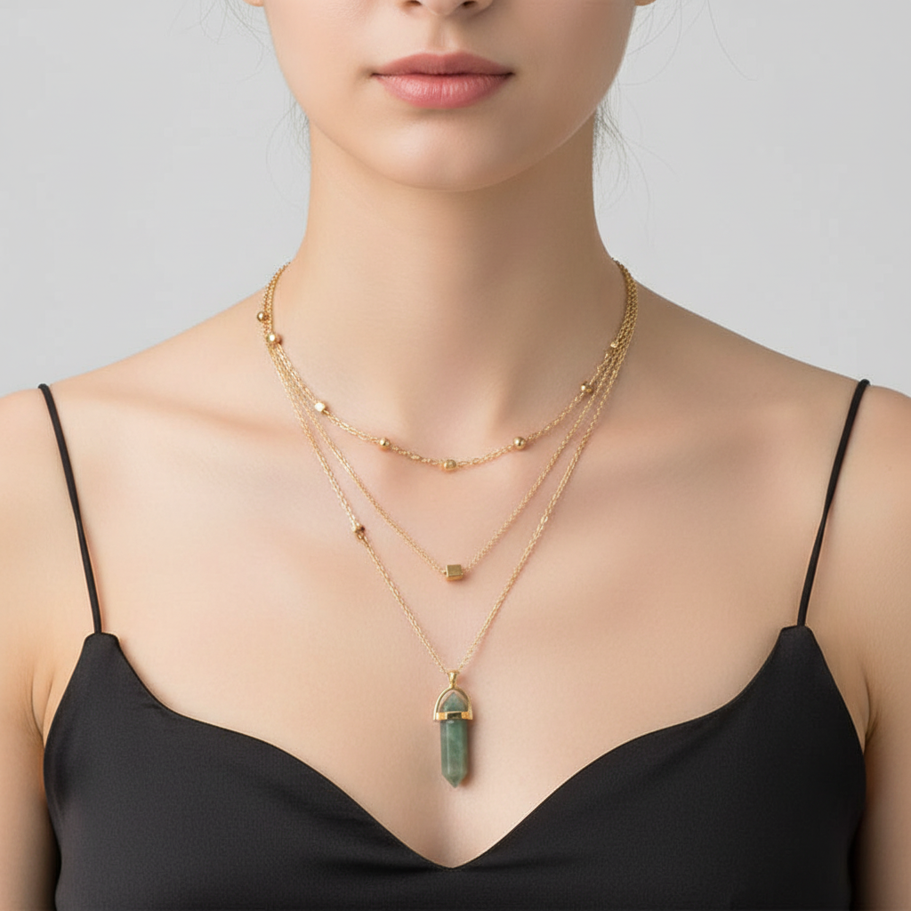 Edelsteinkette Mit Anhänger - HexaJewelry 