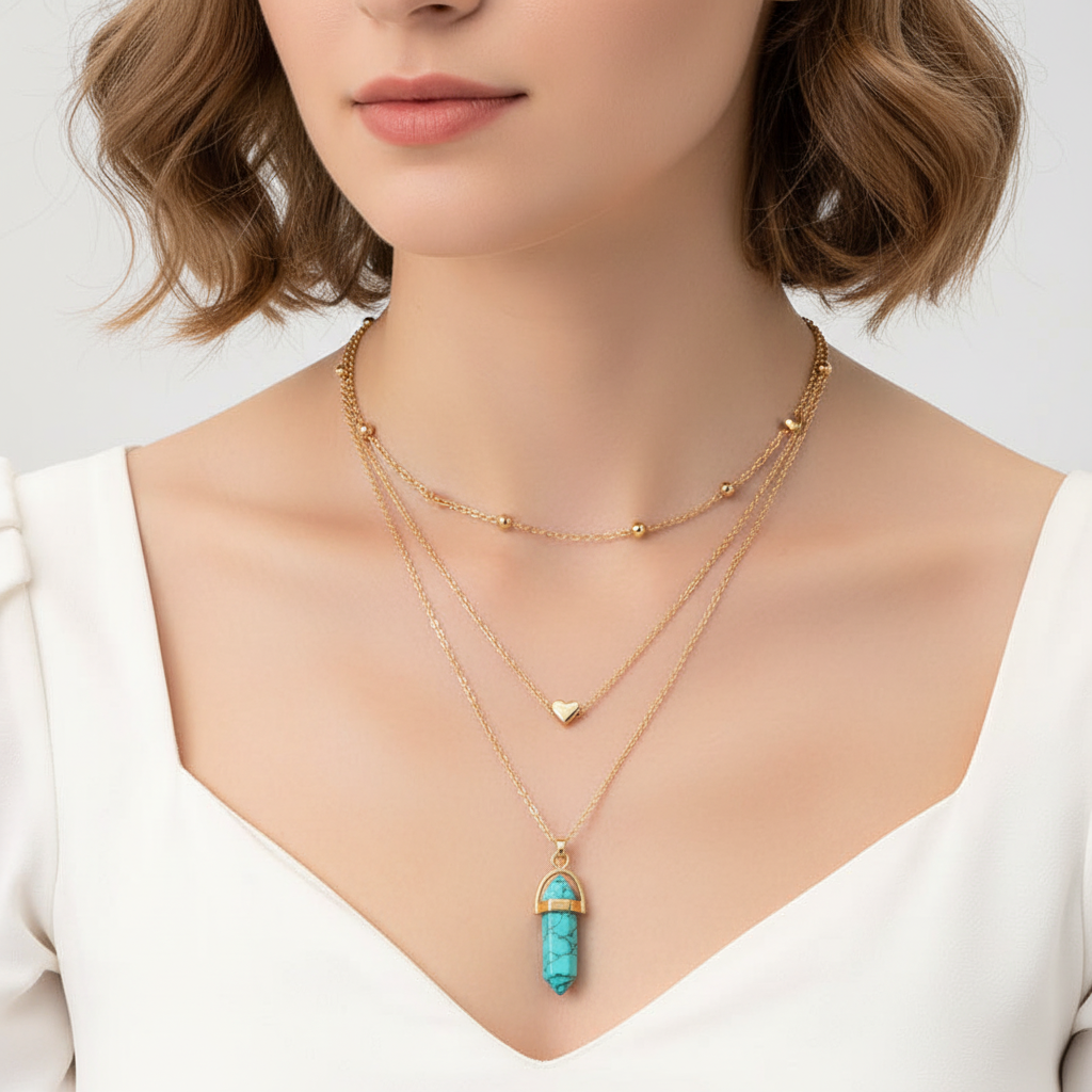 Edelsteinkette Mit Anhänger - HexaJewelry 