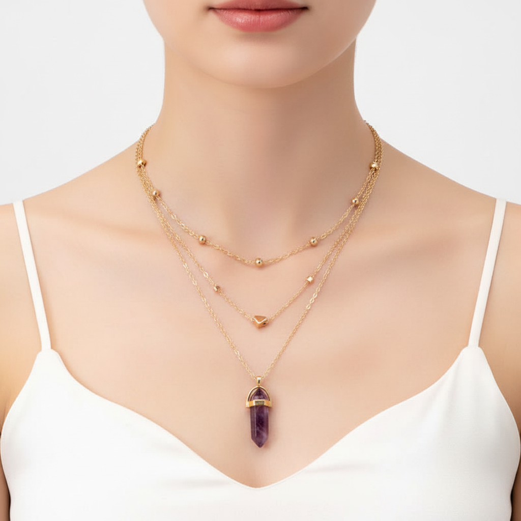 Edelsteinkette Mit Anhänger - HexaJewelry 