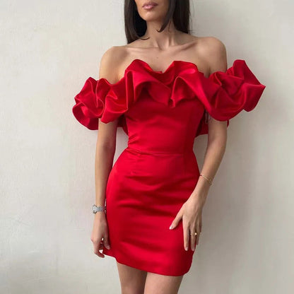 Kleid mit asymmetrischer Schulterpartie – Elin