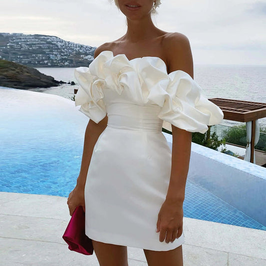 Kleid mit asymmetrischer Schulterpartie – Elin