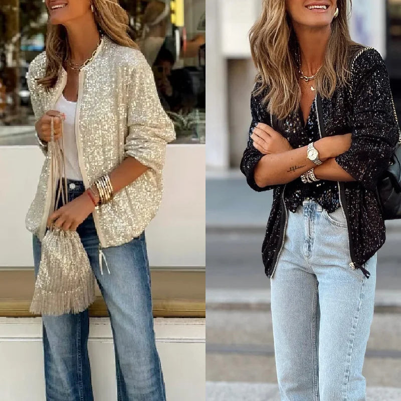 Trendige Damen Paillettenblazer für Frühling & Events – Soraya