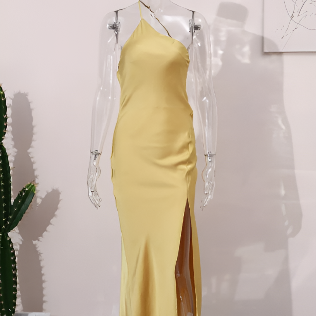 Gelbes Sommerkleid mit offenem Rücken – Noëlle