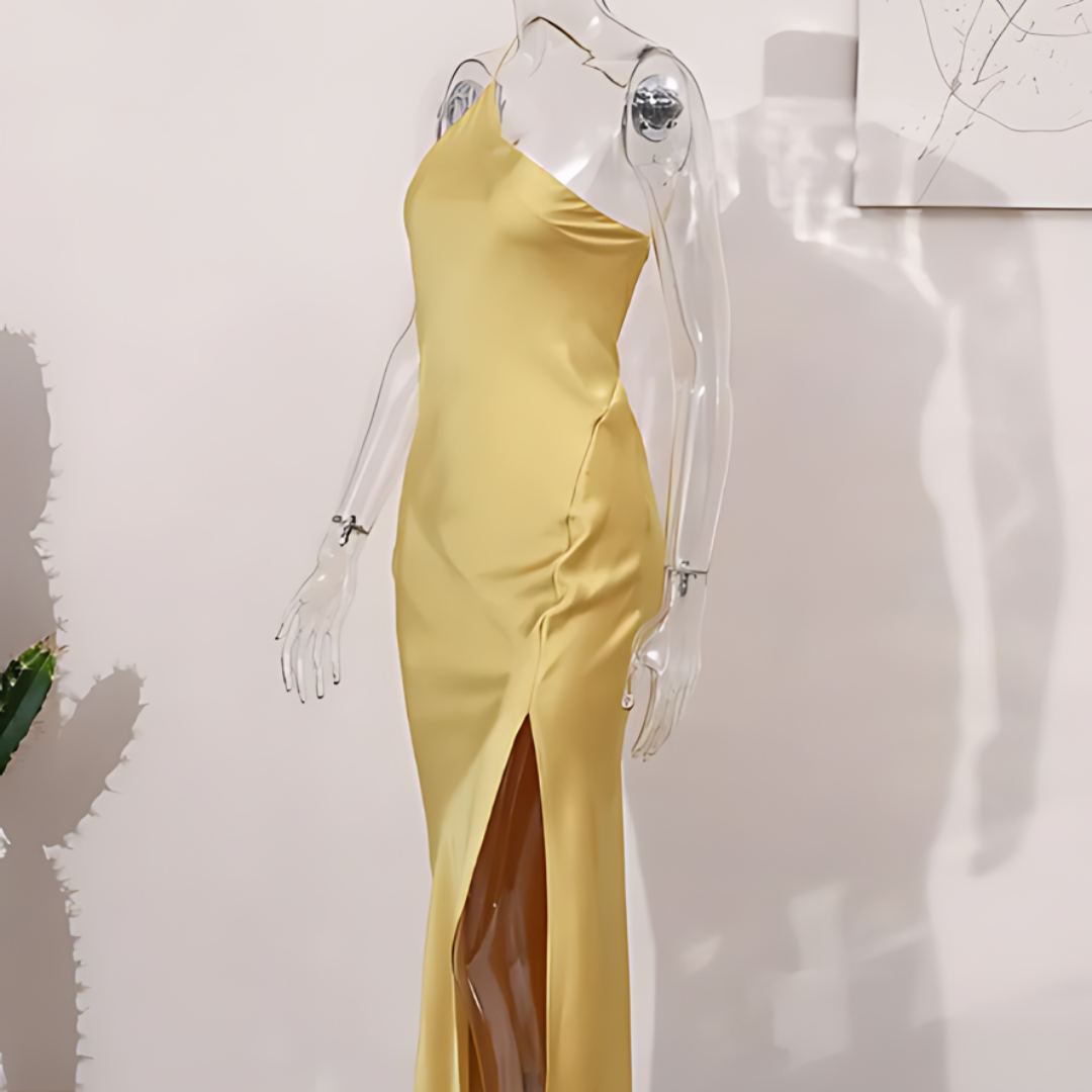 Gelbes Sommerkleid mit offenem Rücken – Noëlle