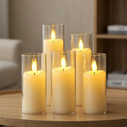 Flameless LED Candles In Glass Holders -  Flamglow
