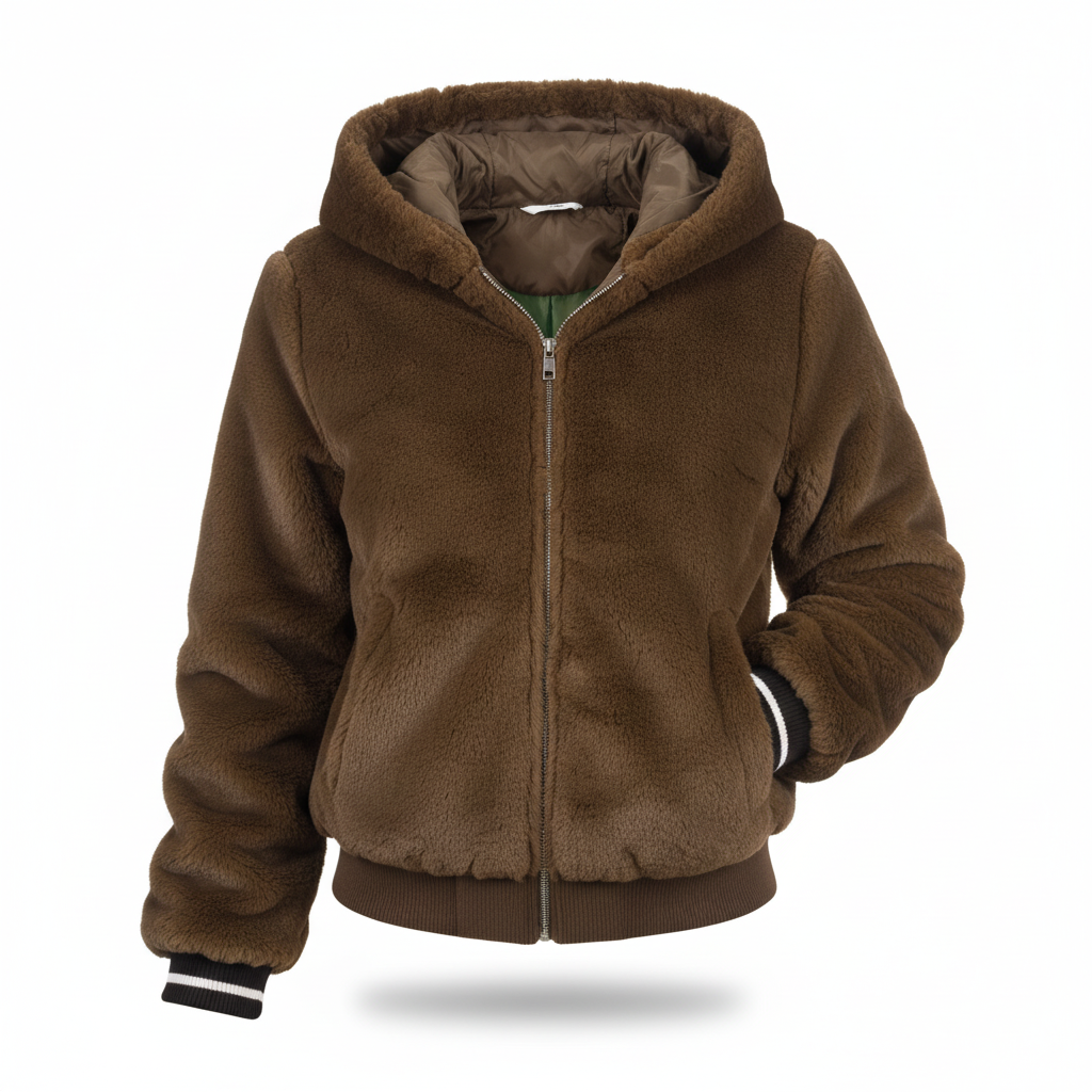 Flauschige Weste Mit Kapuze -  Christina