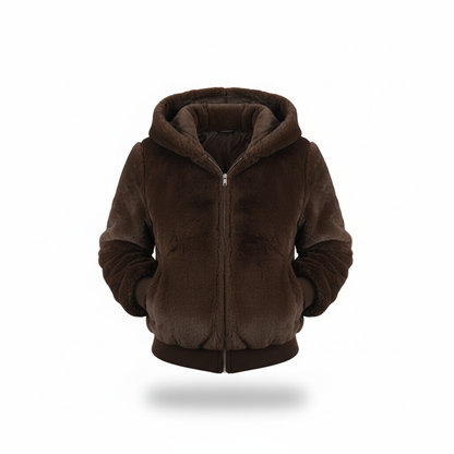 Flauschige Weste Mit Kapuze -  Christina