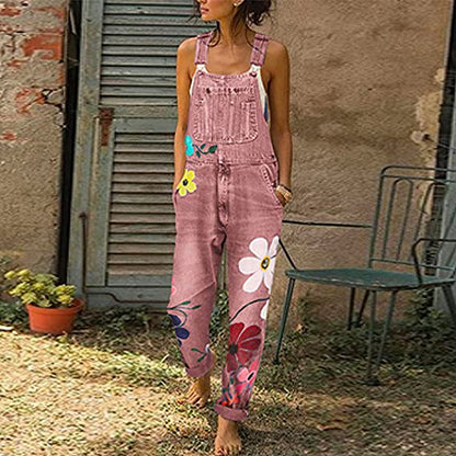 Floral Print Dungaree Jumpsuit - Susie