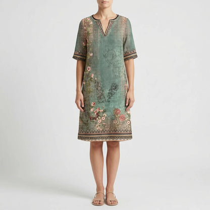 Floral Print Knee-Length Shift Dress - Jane