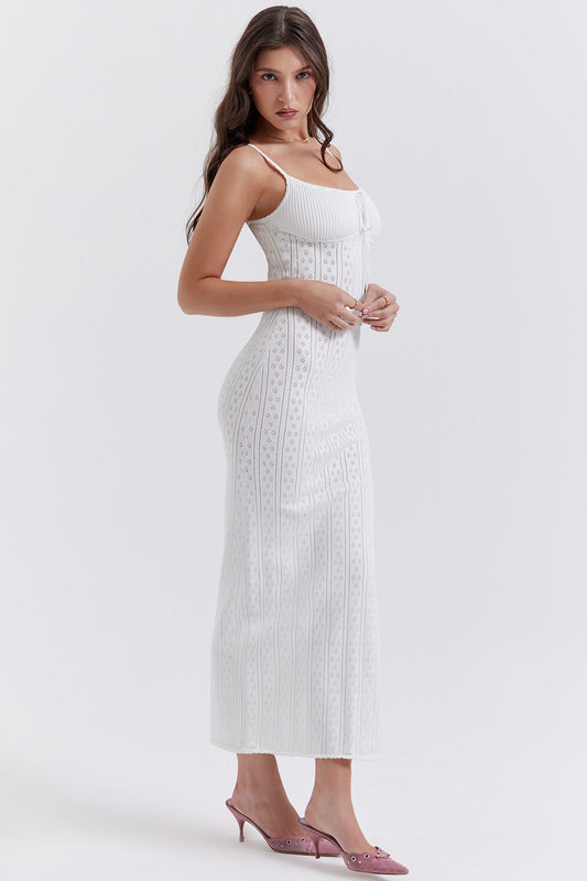 Weißes gehäkeltes Boho-Sommerkleid – Lyra