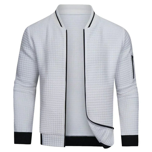 Full-Zip Textured Grid Cardigan - Mitchell
