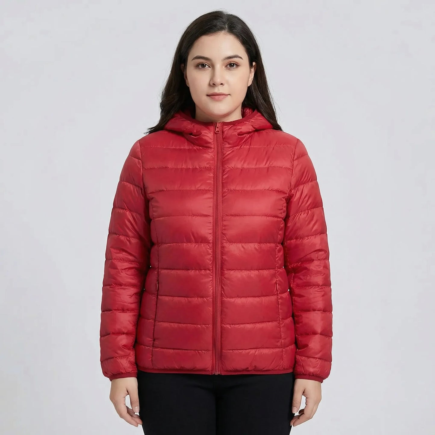 Gefütterte Jacke Mit Reißverschluss In Großen Größen - Rose