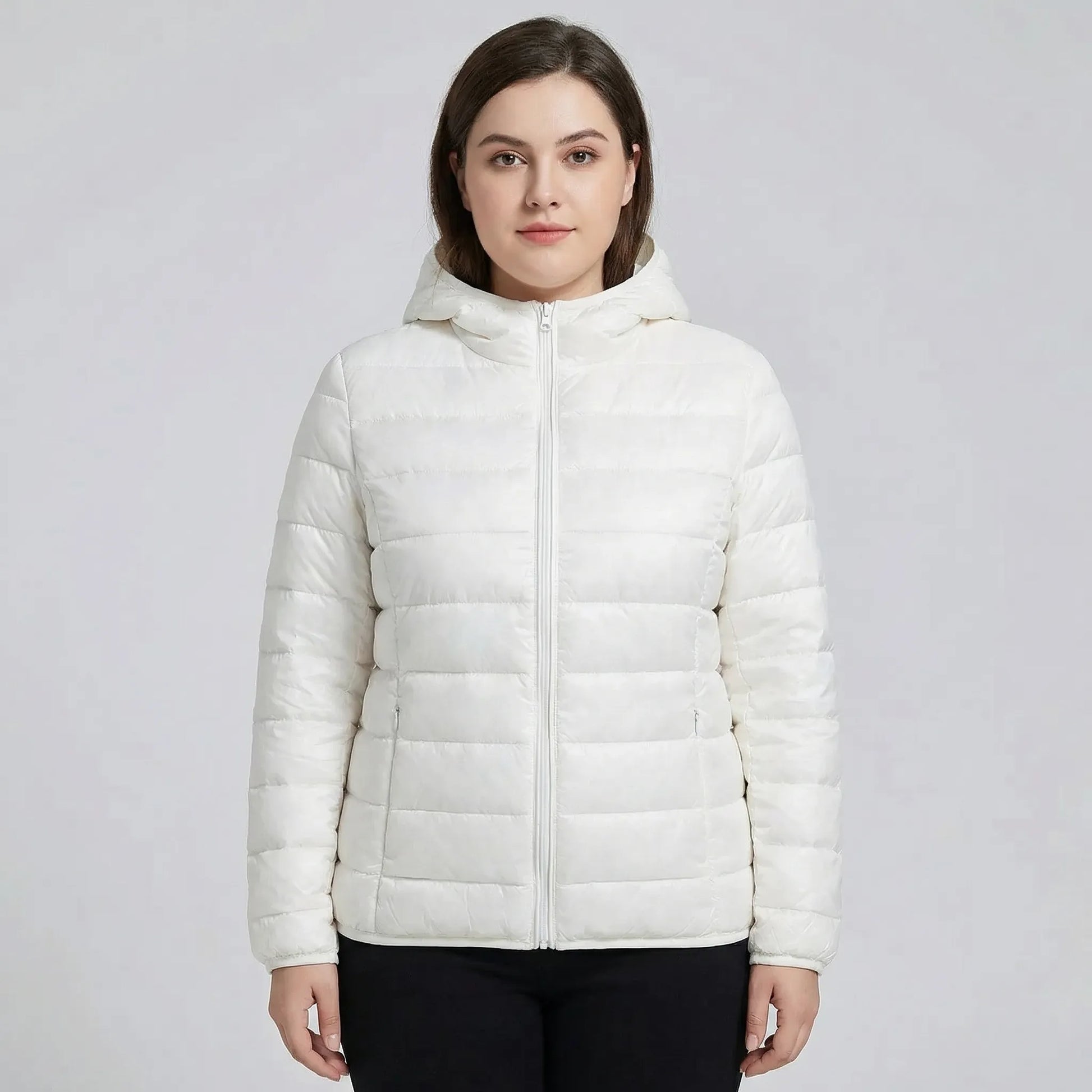 Gefütterte Jacke Mit Reißverschluss In Großen Größen - Rose