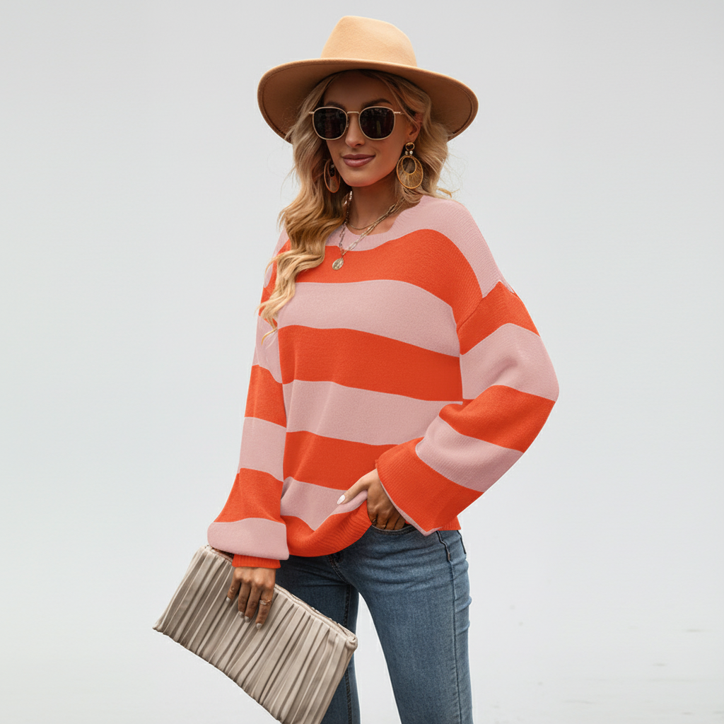 Gestreifte Damenstrickjacke - Lena