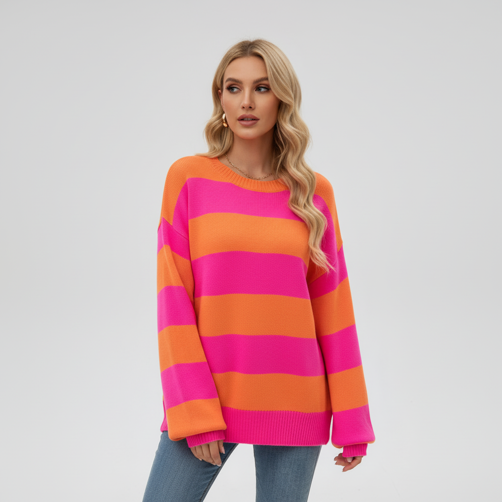 Gestreifte Damenstrickjacke - Lena