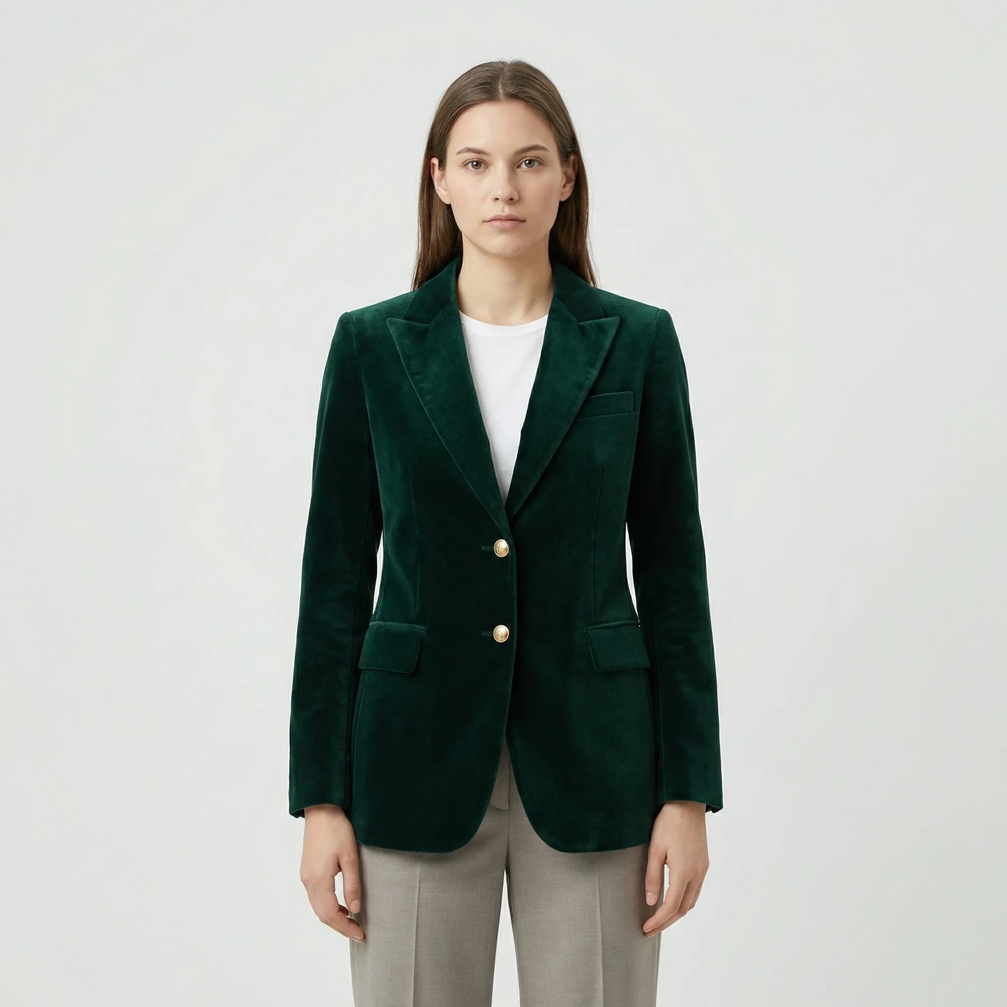 Getailleerde Fluwelen Blazer Met Gouden Knopen - Tamara