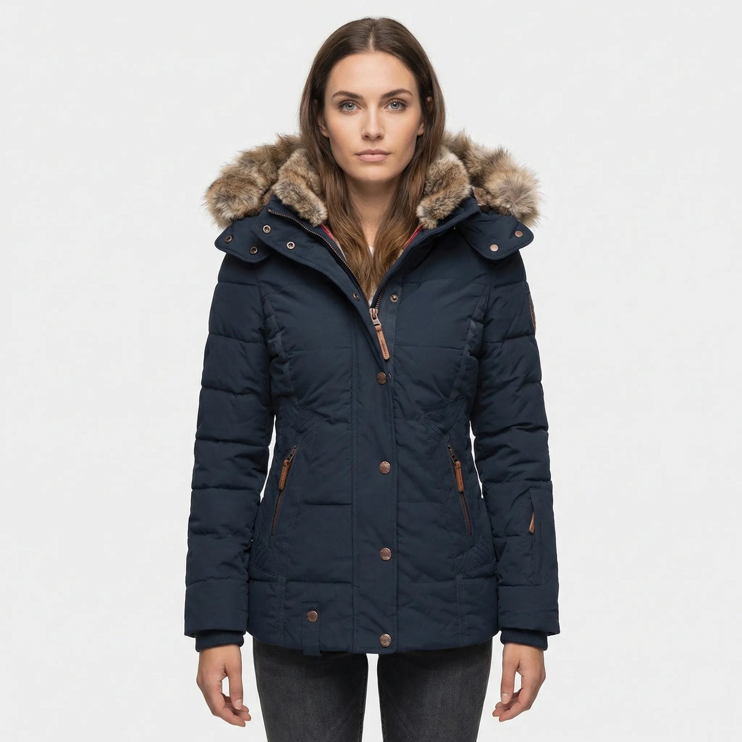 Gevoerde Winterjas Met Bontcapuchon - Sheryl