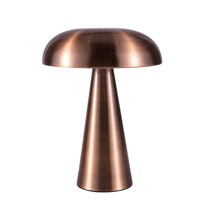 Bronzefarbene Tischlampe, Pilzform, modernes Design, Metall, Wohnkultur, Beleuchtung.