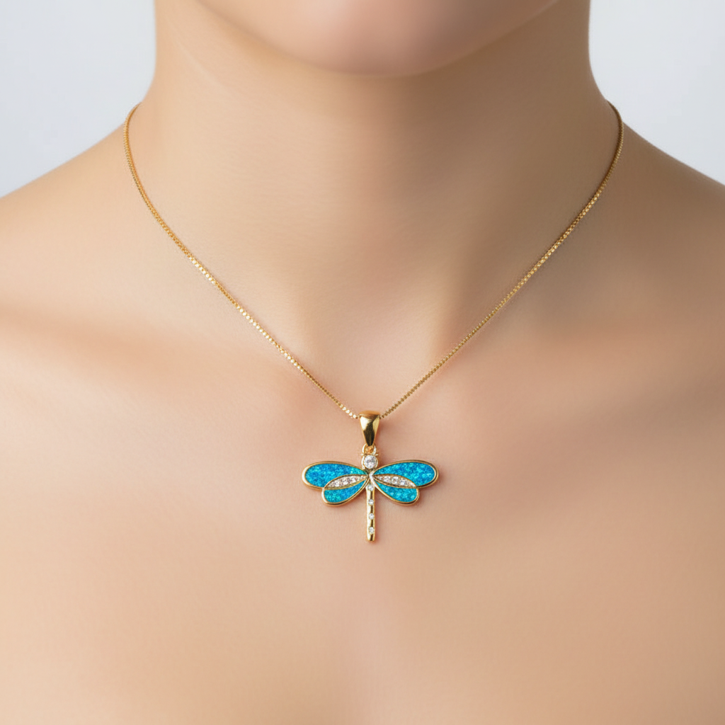 Goldene Halskette - DragonflyGlow 