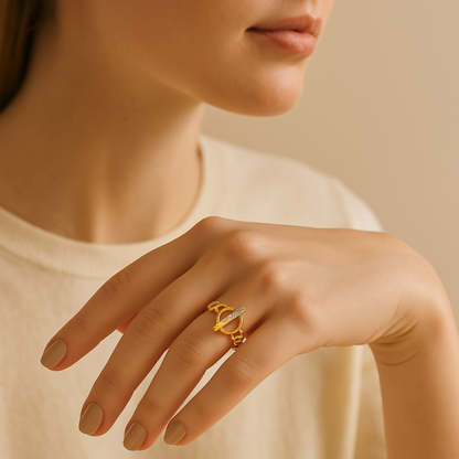 Schnallering | Gotic Open OT Schnalle Kette Ringe für Frauen
