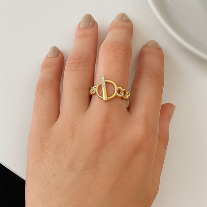 Schnallering | Gotic Open OT Schnalle Kette Ringe für Frauen