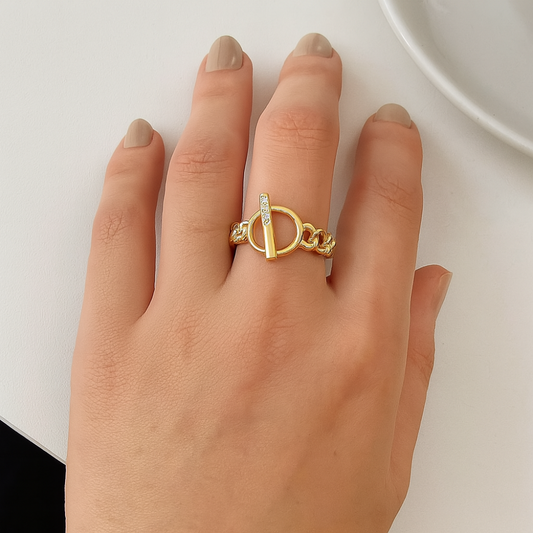 Schnallering | Gotic Open OT Schnalle Kette Ringe für Frauen