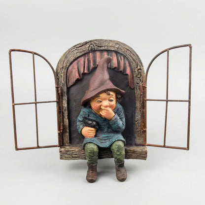 Grappige Tuinfiguur Met Raammotief - Gnomelyn