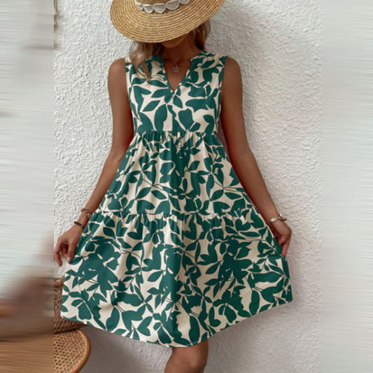Boho-Sommerkleid mit Muster und V-Ausschnitt – Yalina