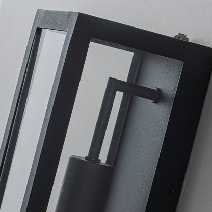 Modern Black Outdoor Wall Lantern with Clear Glass, Dusk to Dawn Sensor 12